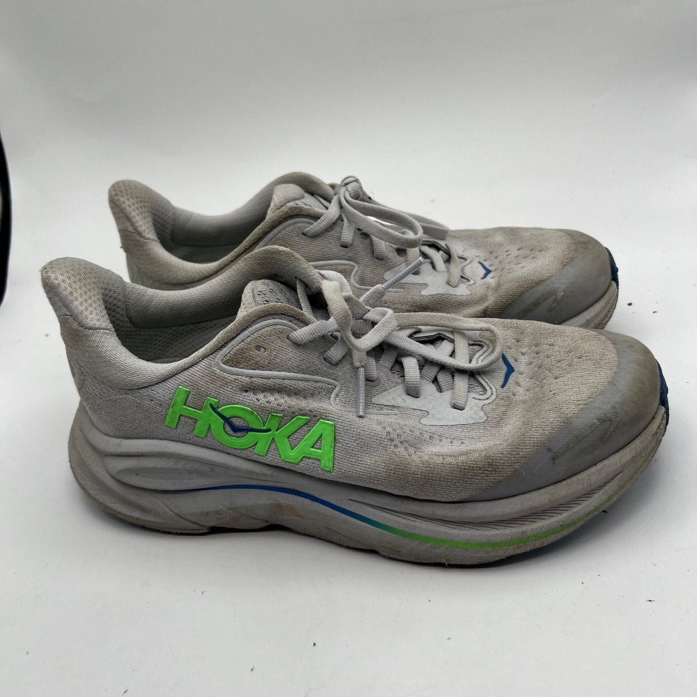 Hoka Clifton 10 Big Kids Running Shoes Grey Green 118860 5.5 youth boys girls